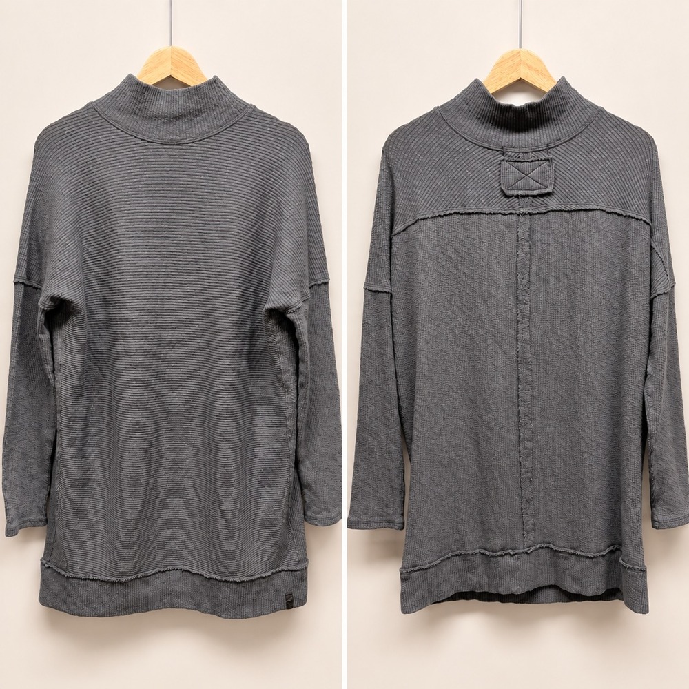 We The Free Casey Tunic XS Mock Neck Oversized Slouchy Boho Comfort Gray NWT
